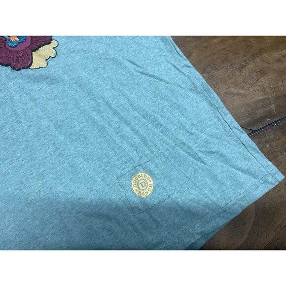 Double D Ranch Floral Embroidered Tee Green Contrast Stitching Medium - Picture 10 of 11